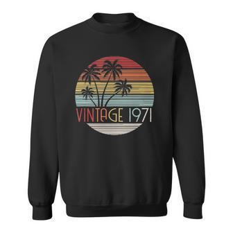 Vintage 1971 Sunset Palm Tree 51 Years Old Gifts 51St Birthday Sweatshirt | Mazezy