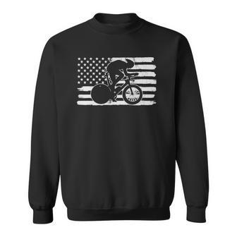 Vintage 4Th Of July Usa Flag Triathlon Cycling Sweatshirt | Mazezy