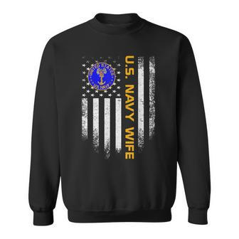 Vintage American Flag Us Navy Proud Wife Veteran Military Sweatshirt - Thegiftio UK
