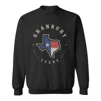 Vintage Granbury Texas State Flag Map Souvenir Gift Sweatshirt | Mazezy