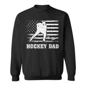 Vintage Hockey Dad American Flag Hockey 4Th Of July Sweatshirt - Seseable