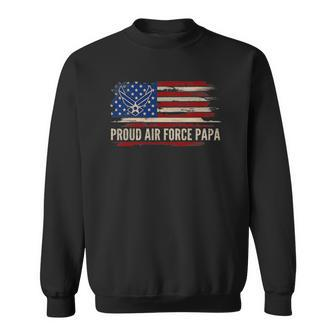 Vintage Proud Air Force Papa American Flag Veteran Gift Sweatshirt - Thegiftio UK