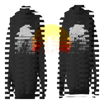 Vintage Retro Duck Hunting Hunter Silhouette Sun Distressed Sweatshirt - Thegiftio