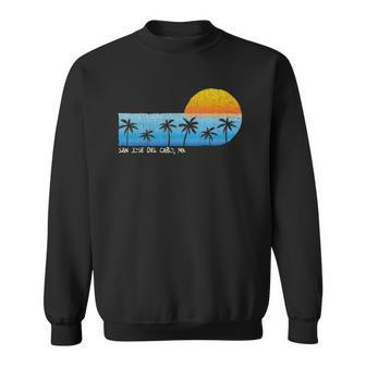 Vintage San Jose Del Cabo Mx Palm Trees & Sunset Beach Sweatshirt | Mazezy