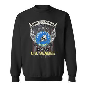 Vintage Usa American Flag Proud Mom Of A Us Seabee Veteran Sweatshirt - Thegiftio UK