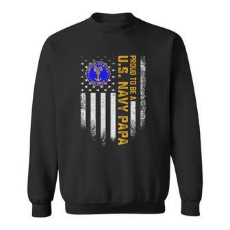 Vintage Usa American Flag Proud To Be Us Navy Papa Military Sweatshirt - Thegiftio UK
