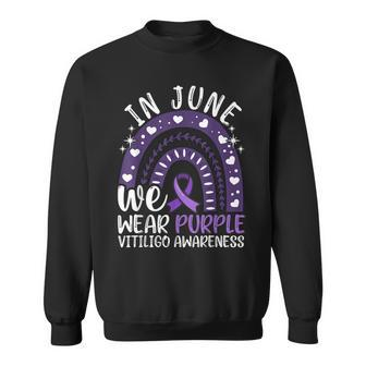 Vitiligo Awareness In June We Wear Purple Ribbon Sweatshirt - Seseable