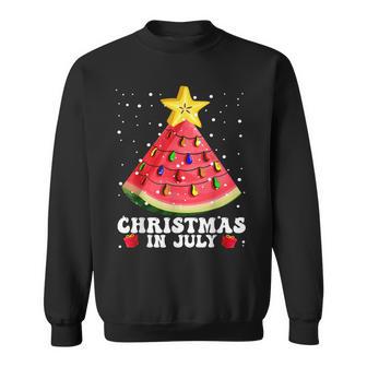 Watermelon Christmas Tree Christmas In July Summer Vacation V2 Sweatshirt - Seseable