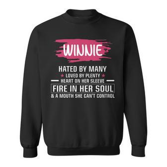 Winnie Name Gift Winnie Hated By Many Loved By Plenty Heart On Her Sleeve Sweatshirt - Seseable