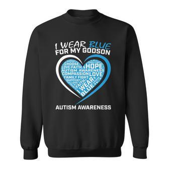 Women Men Godparents I Wear Blue For Godson Autism Awareness Sweatshirt | Mazezy