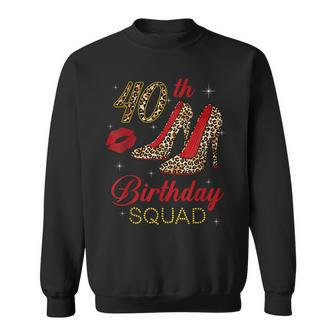 Womens 40Th Birthday Squad Stepping Into 40 Leopard Shoes Sweatshirt - Seseable