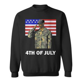 Womens 4Th Of July Proud Army Dad Independence Day American Flag Sweatshirt - Seseable