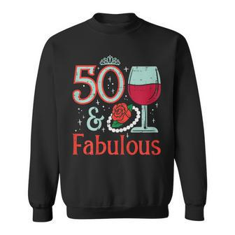 Womens 50 & Fabulous Fifty 50Th Birthday Party 50 Years Old Women Sweatshirt - Seseable