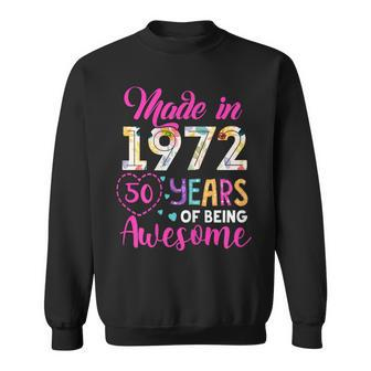 Womens 50 Year Of Being Awesome Made In 1972 Birthday Gifts Vintage Sweatshirt - Seseable