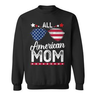 Womens All American Mom 4Th Of July Mothers Day Women Mommy Sweatshirt - Seseable