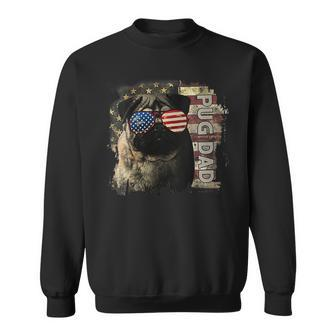 Womens Best Pug Dad Ever American Flag 4Th Of July Pug Lovers Gift Sweatshirt - Seseable