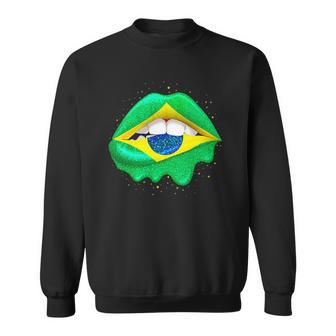 Womens Brazilian Flag Lips Women Girls Brazil Sweatshirt | Mazezy