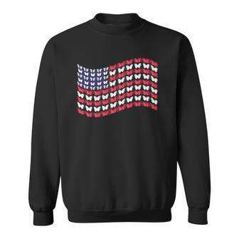 Womens Butterflies American Flag 4Th Of July Usa Butterfly Flag Sweatshirt | Mazezy