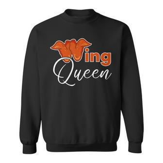 Womens Chicken Wing Funny Wing Queen Fried Chicken Sweatshirt - Thegiftio UK