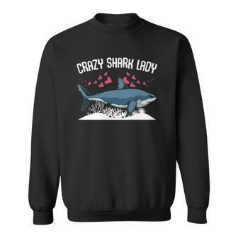 Womens Crazy Shark Lady Animal Ocean Scuba Diving Funny Week Sweatshirt