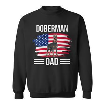Womens Dog Owner Us Flag 4Th Of July Fathers Day Doberman Dad Sweatshirt - Seseable