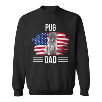 Womens Dog Owner Us Flag 4Th Of July Fathers Day Pug Dad Sweatshirt - Seseable