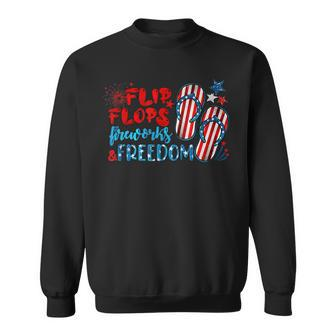 Womens Flip Flops Fireworks And Freedom 4Th Of July Sweatshirt - Seseable