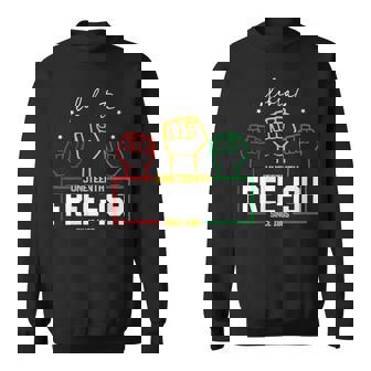 Womens Free-Ish Since 1865 With Pan African Flag For Juneteenth Sweatshirt - Thegiftio UK