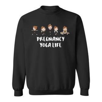 Womens Funny Pregnant Yoga Mom Pregnancy Announcement Sweatshirt - Thegiftio