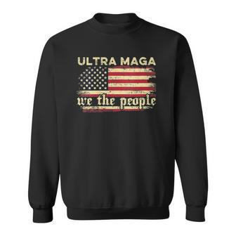Womens Funny Ultra Maga Vintage American Flag Ultra-Maga Retro Sweatshirt | Mazezy