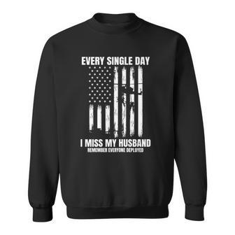 Womens Husband Remember Everyone Deployed Red Friday Military Flag Sweatshirt | Mazezy