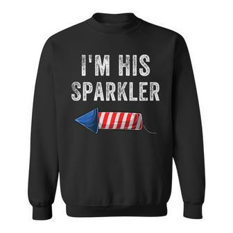 Womens Im His Sparkler His And Her 4Th Of July Matching Couples Sweatshirt - Seseable