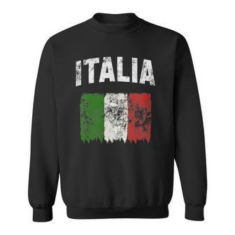 Womens Italia Vintage Distressed Italian Flag Sweatshirt - Thegiftio UK