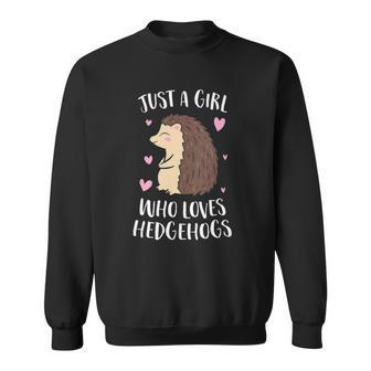 Womens Just A Girl Who Loves Hedgehogs Cute Hedgehog Girl Sweatshirt | Mazezy
