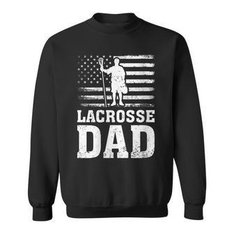 Womens Lacrosse Sports Lover American Flag Lacrosse Dad 4Th Of July Sweatshirt - Seseable