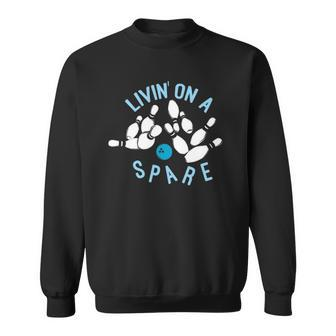 Womens Livin On A Spare Funny Bowler & Bowling Sweatshirt - Thegiftio UK