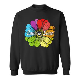 Womens Love Is Love Flower Lgbt Flag Gay Lesbian Pride Month Sweatshirt - Thegiftio UK