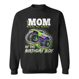 Womens Mom Of The Birthday Boy Monster Truck Birthday Novelty Gift Sweatshirt - Seseable
