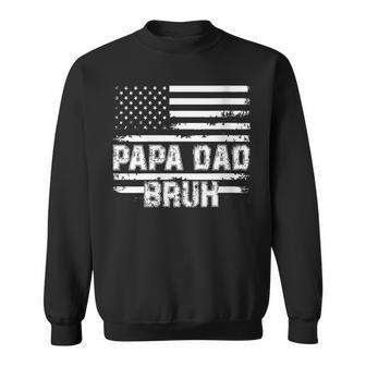 Womens Papa Dad Bruh Fathers Day 4Th Of July Us Flag Vintage 2022 Sweatshirt - Seseable