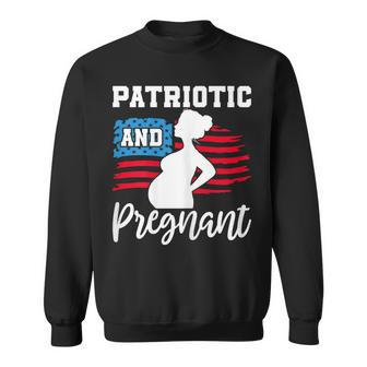 Womens Patriotic And Pregnant Baby Reveal 4Th Of July Pregnancy Sweatshirt - Seseable