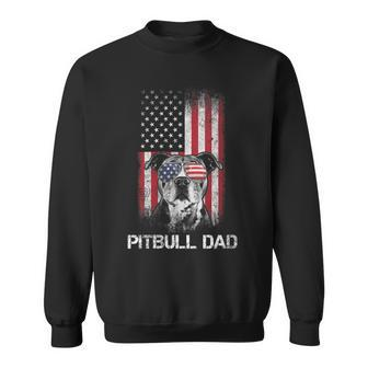 Womens Pitbull American Flag 4Th Of July Pitbull Dad Dog Lover Sweatshirt - Seseable