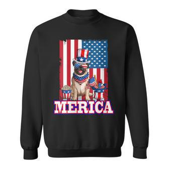 Womens Pug Dad Mom 4Th Of July American Flag Merica Dog Sweatshirt - Seseable