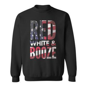 Womens Red White And Booze Drinking 4Th Of July Usa Flag V2 Sweatshirt - Seseable