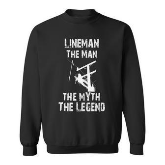 Womens Retro Style Lineman The Man Myth Legend Father Day Lineman Sweatshirt - Thegiftio UK