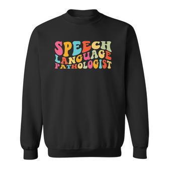 Womens Speech Language Pathologist Boho Retro Speech Therapy Slp Sweatshirt | Mazezy