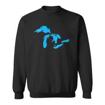Womens State Of Michigan Great Lakes Water Map Sweatshirt | Mazezy
