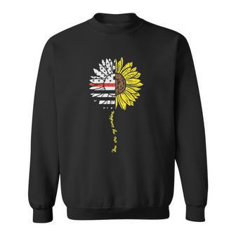 Womens Sunflower Thin Red Line Us Flag Sunshine Firefighter Gift Sweatshirt | Mazezy