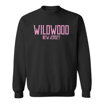Womens Wildwood New Jersey Nj Vintage Text Pink Print Sweatshirt | Mazezy DE
