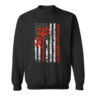 Worlds Best Lineman Dad American Flag Sweatshirt | Mazezy