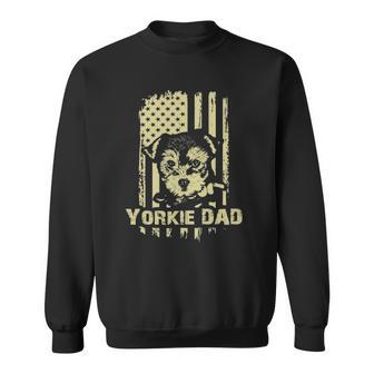 Yorkie Dad Cool Proud American Flag Fathers Day Gift Sweatshirt | Mazezy